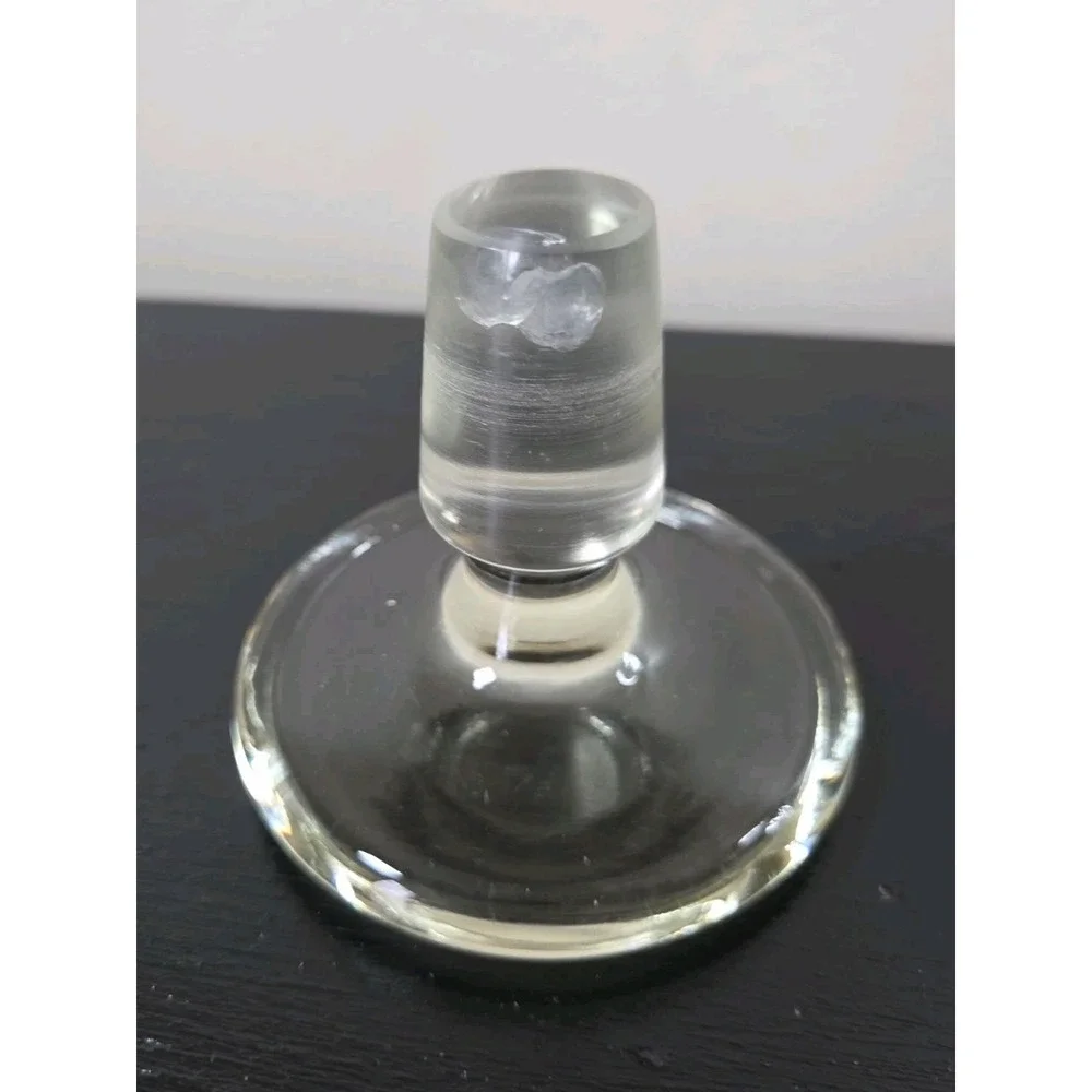 Vintage Wine Decanter MCM Glass  W/Flower Etching Wide‎ Bottom Bareware